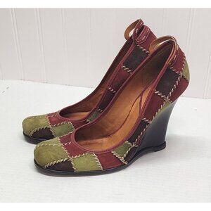 Vince Camuto Patchwork Suede Wedge Pumps With Leather Trim